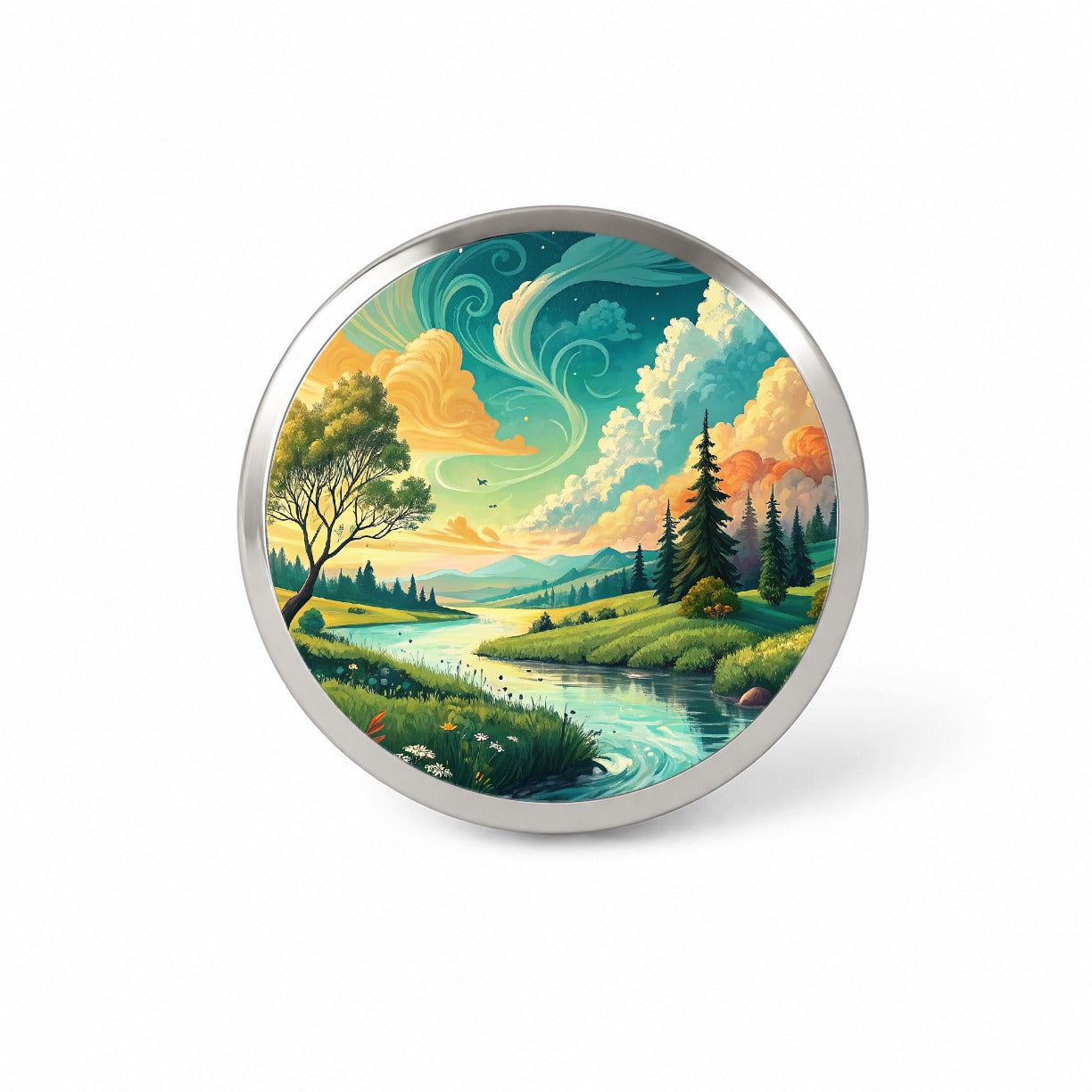 Abstract Summer Landscape Novelty Hat Backpack Lapel Pin