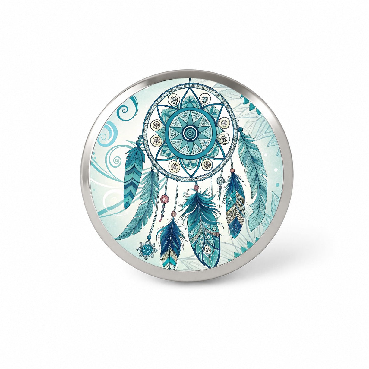 Abstract Teal Blue Dream Catcher Southwestern Design Novelty Hat Backpack Lapel Pin