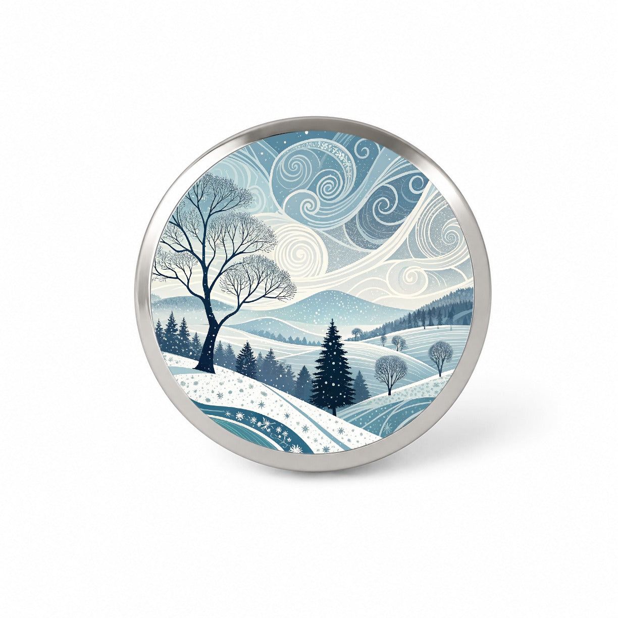 Abstract Winter Landscape Novelty Hat Backpack Lapel Pin
