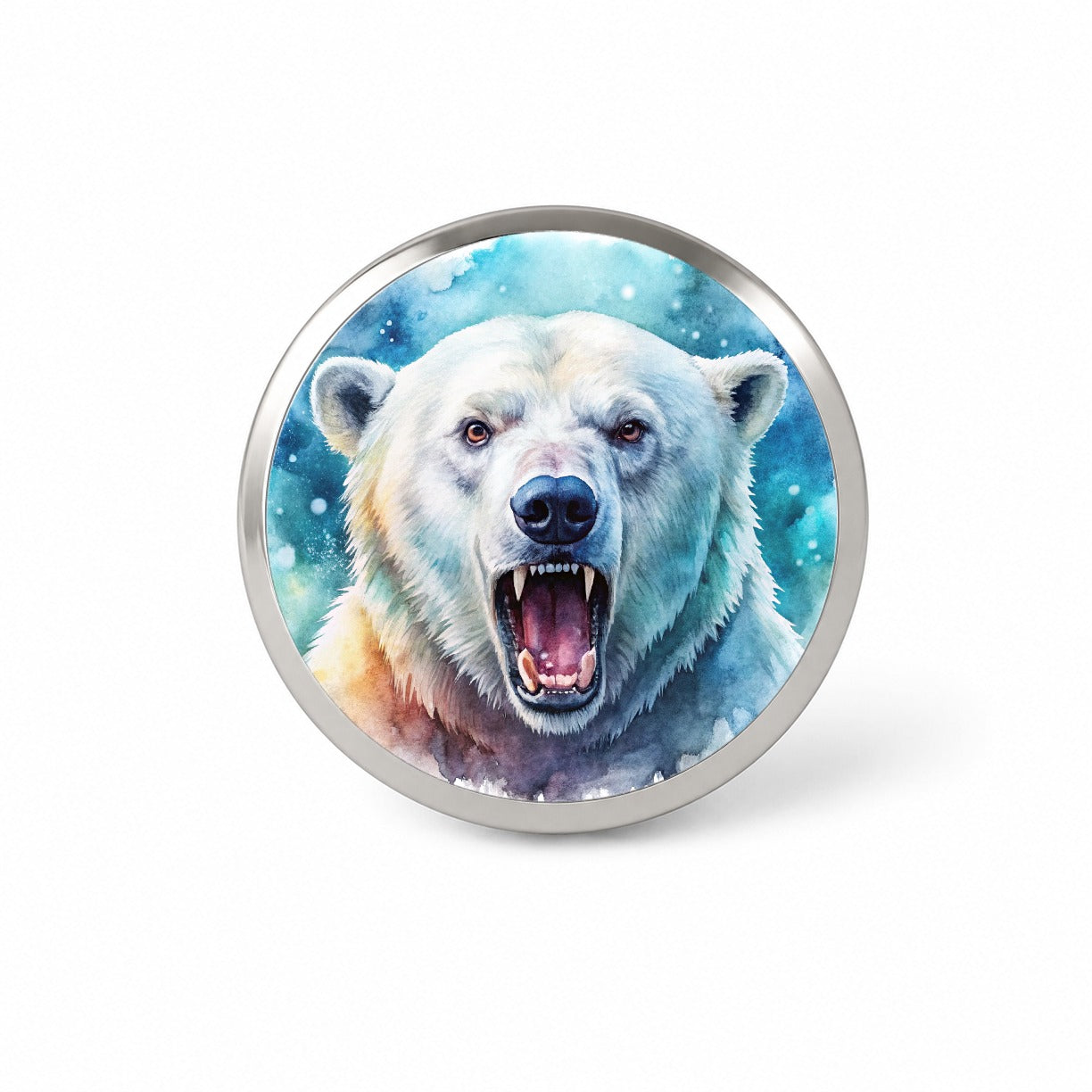 Angry Polar Bear Watercolor Novelty Hat Backpack Lapel Pin