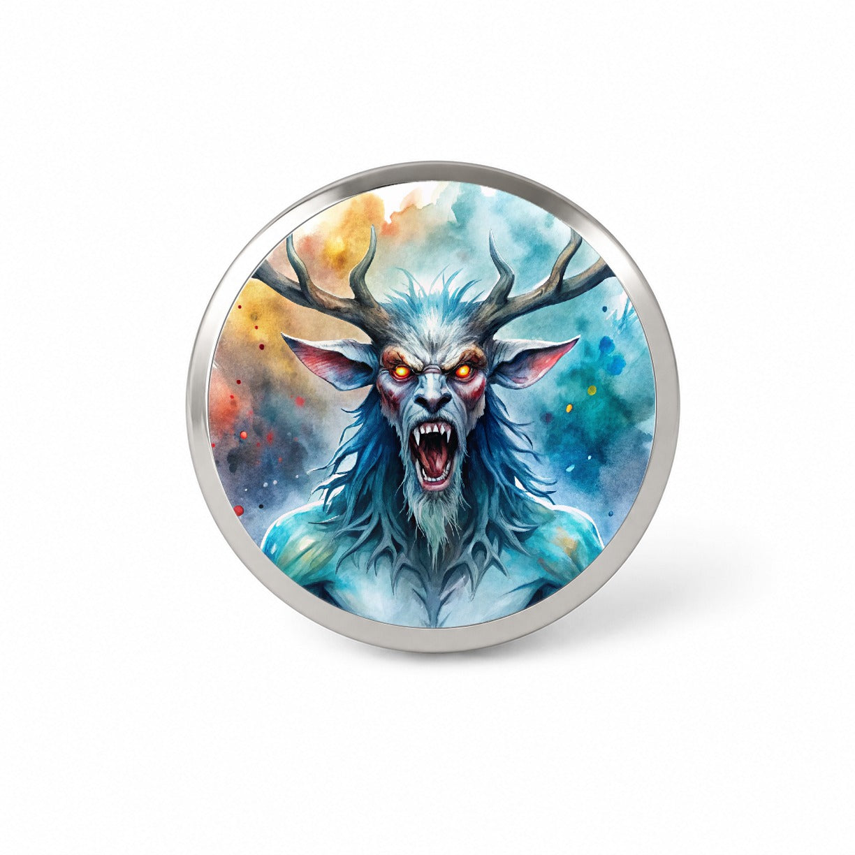 Angry Wendigo Algonquian Folklore Monster Watercolor Novelty Hat Backpack Lapel Pin