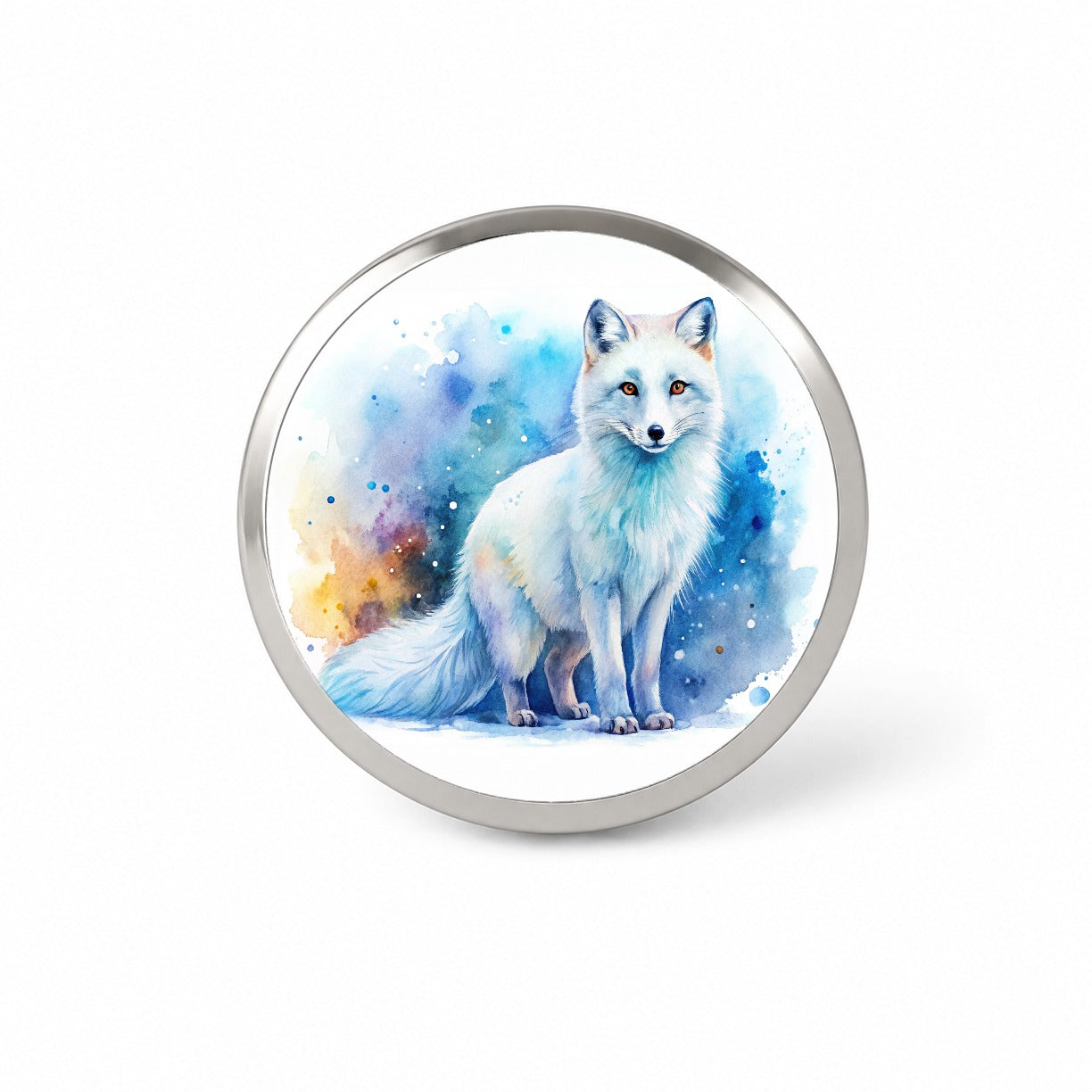 Arctic Fox Watercolor Novelty Hat Backpack Lapel Pin