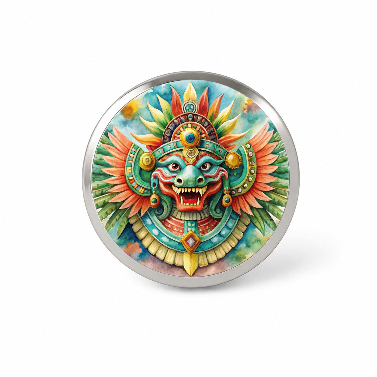 Aztec God Quetzalcoatl Watercolor Novelty Hat Backpack Lapel Pin