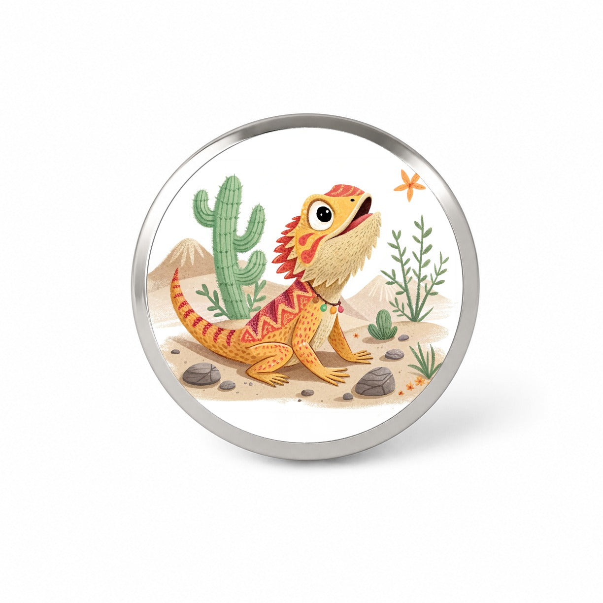 Bearded Dragon Children's Illustration Style Novelty Hat Backpack Lapel Pin