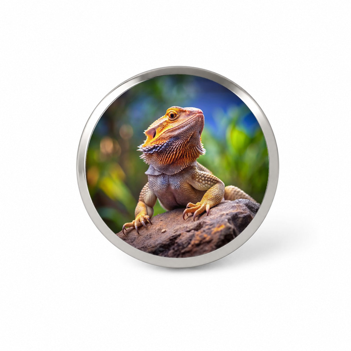 Bearded Dragon Lizard Reptile On Rock Novelty Hat Backpack Lapel Pin