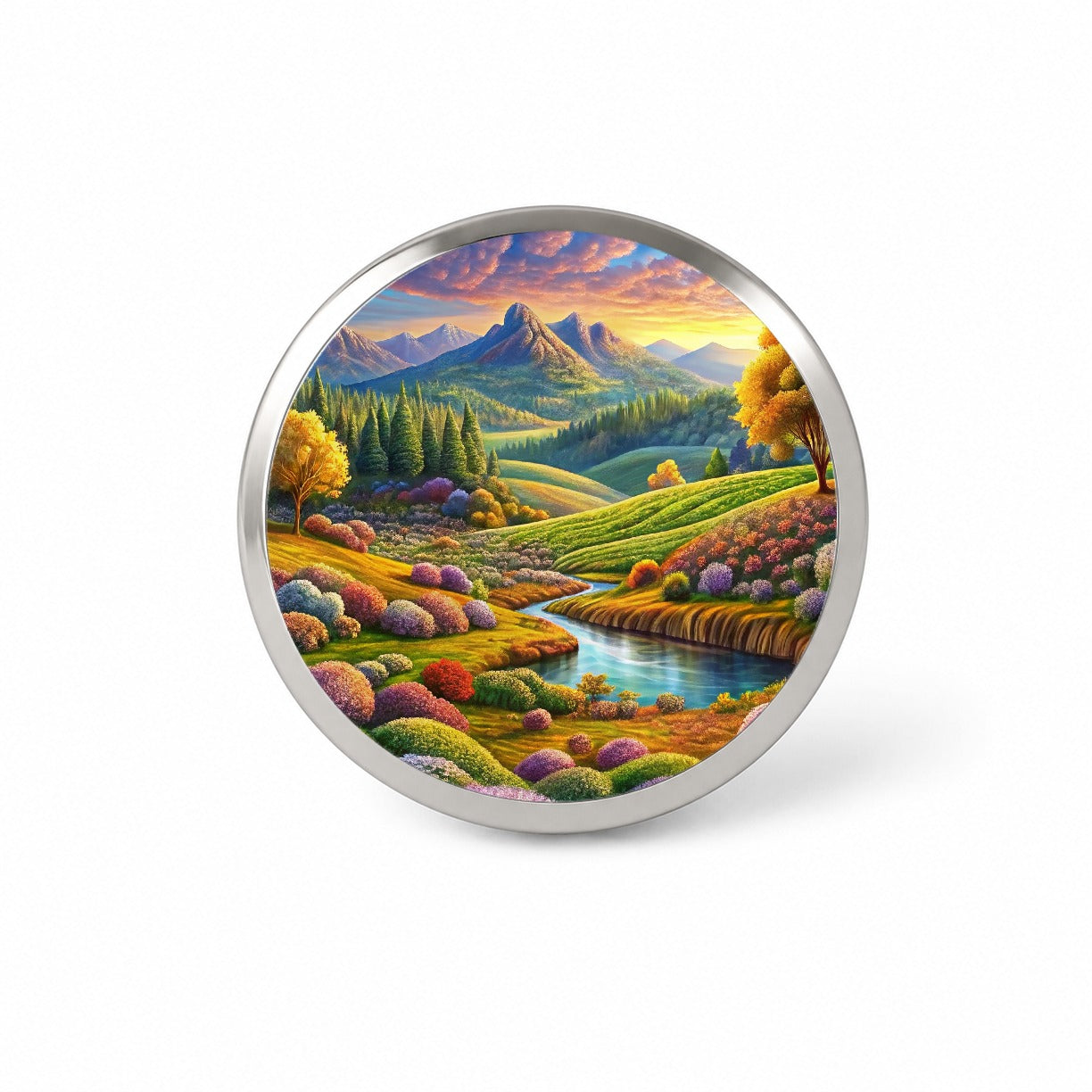 Beautiful Colorful Pastel Landscape Novelty Hat Backpack Lapel Pin