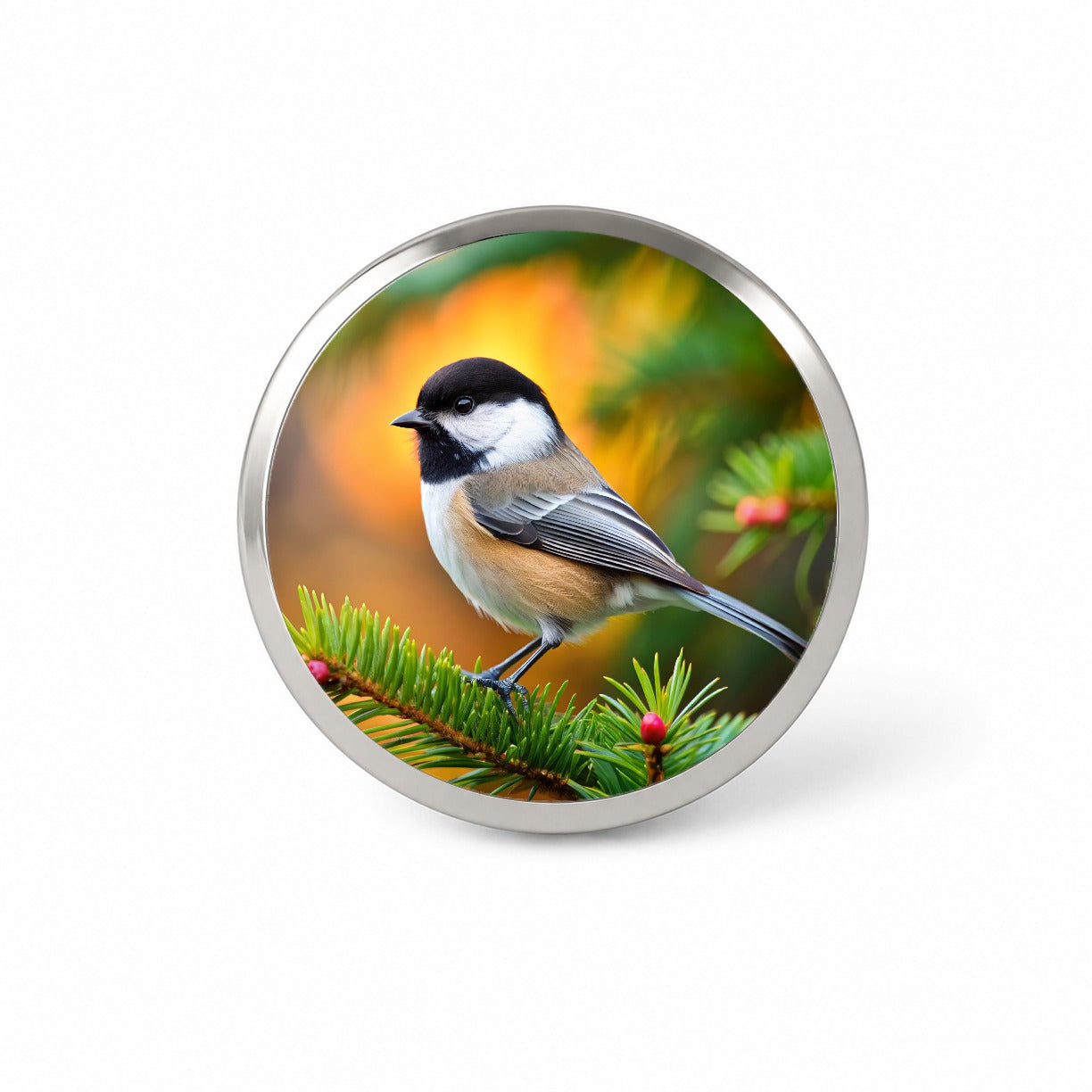 Black Capped Chickadee Backyard Bird Novelty Hat Backpack Lapel Pin