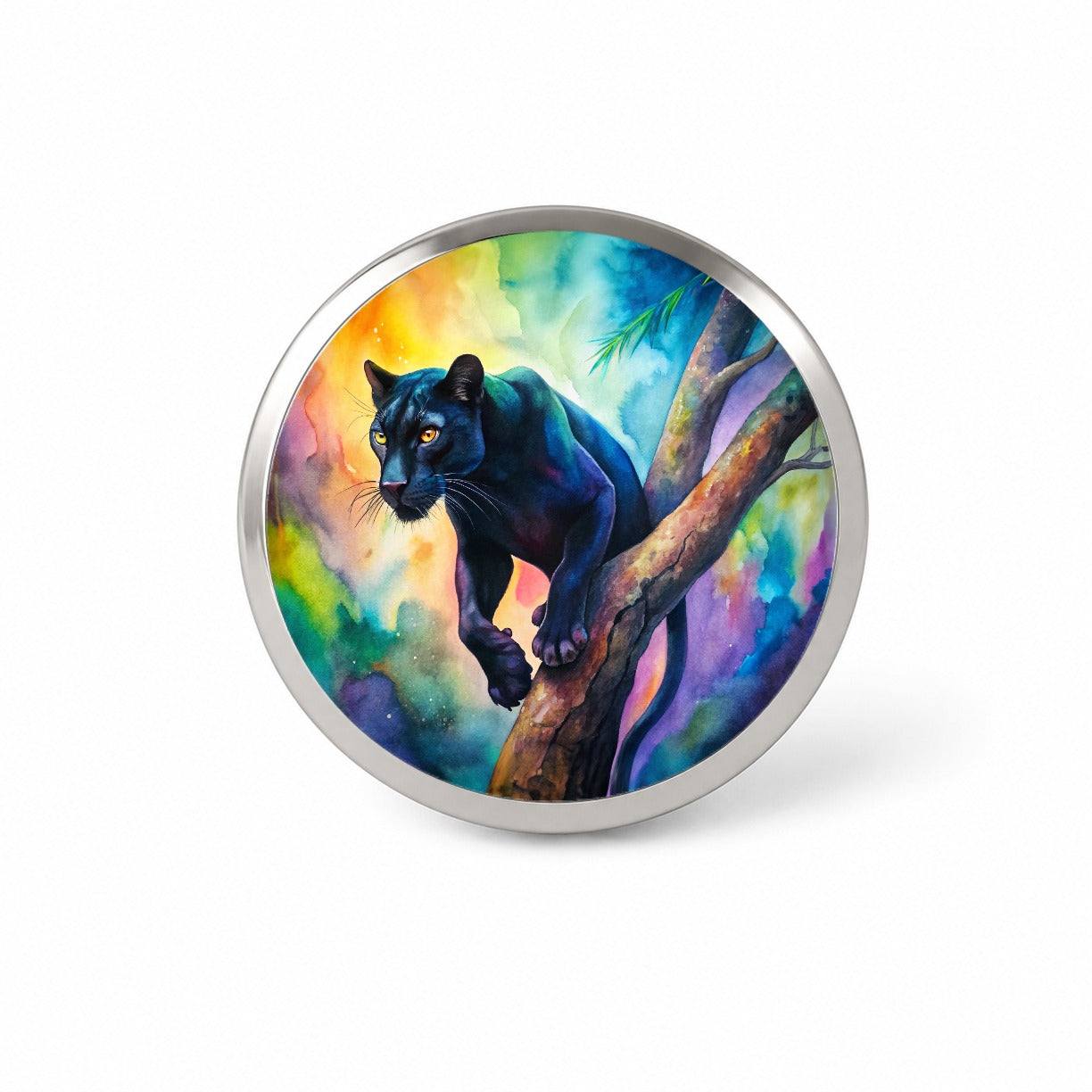 Black Panther In Tree Watercolor Novelty Hat Backpack Lapel Pin