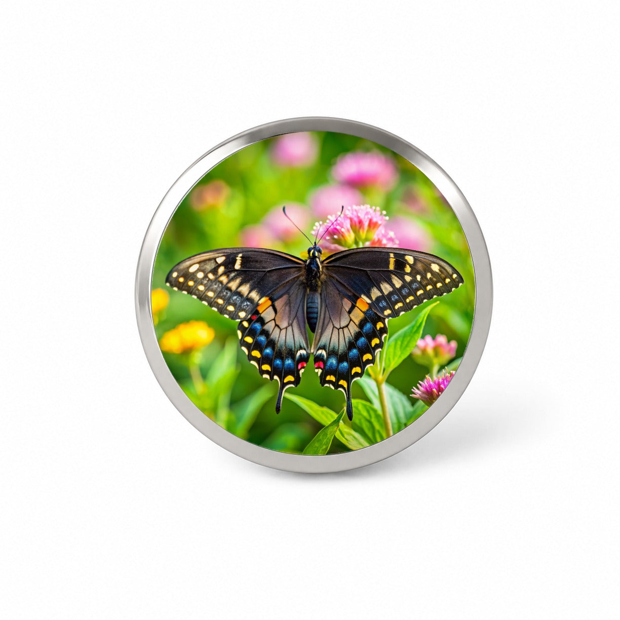 Black Swallowtail Butterfly Novelty Hat Backpack Lapel Pin