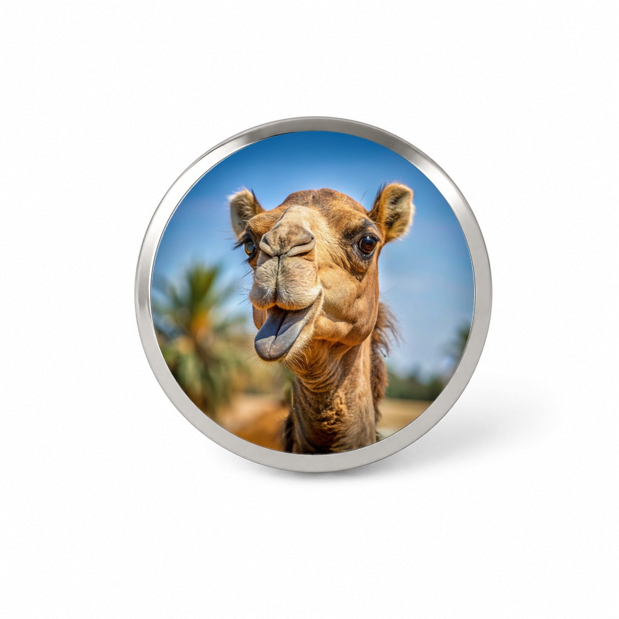 Camel Face With Tongue Sticking Out Novelty Hat Backpack Lapel Pin