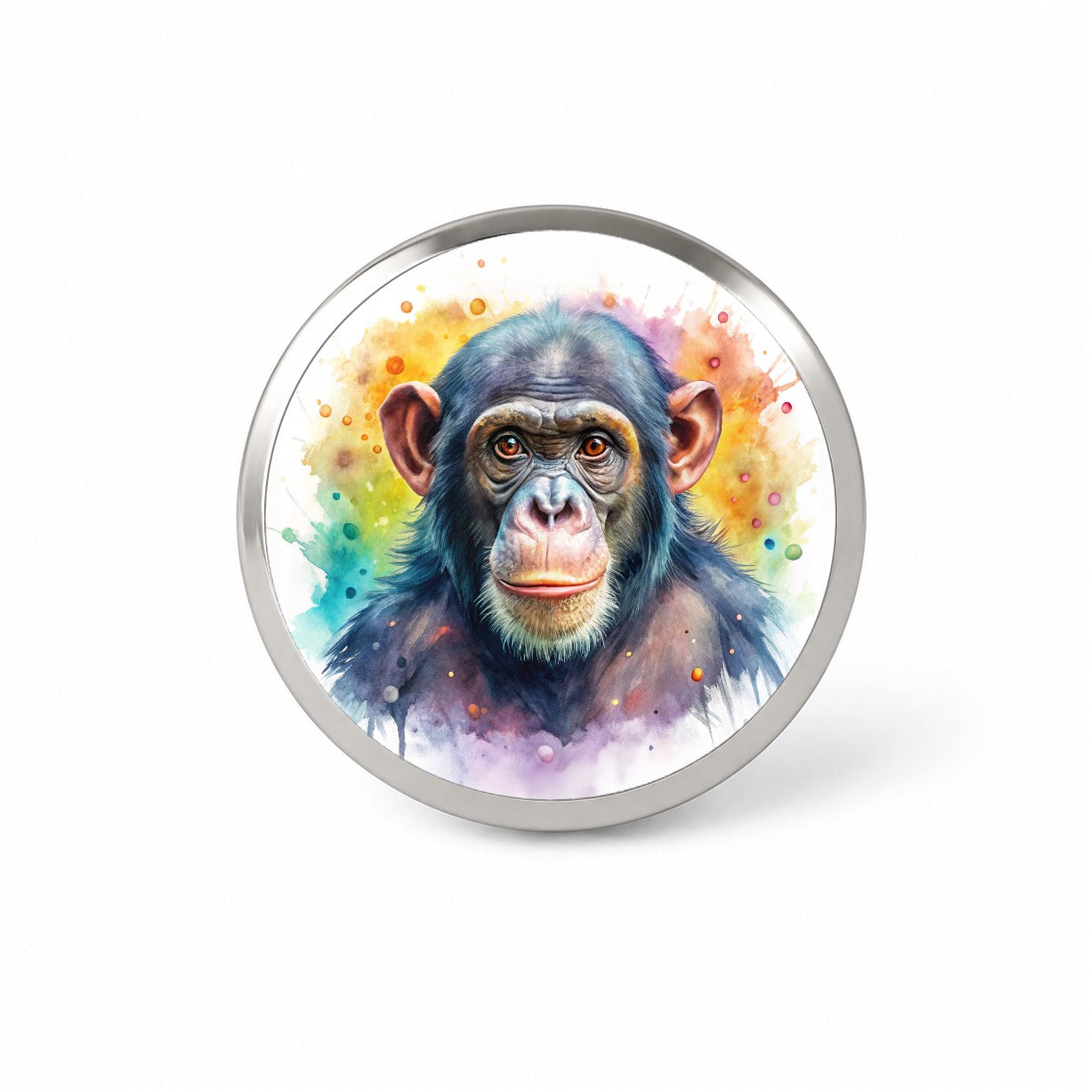 Chimpanzee Monkey Watercolor Novelty Hat Backpack Lapel Pin