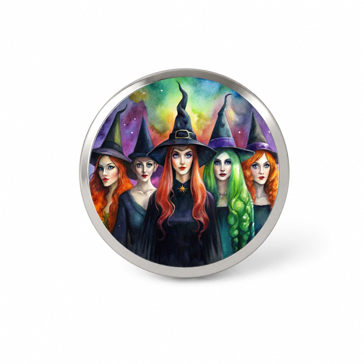 Coven Of Witches Black Watercolor Novelty Hat Backpack Lapel Pin