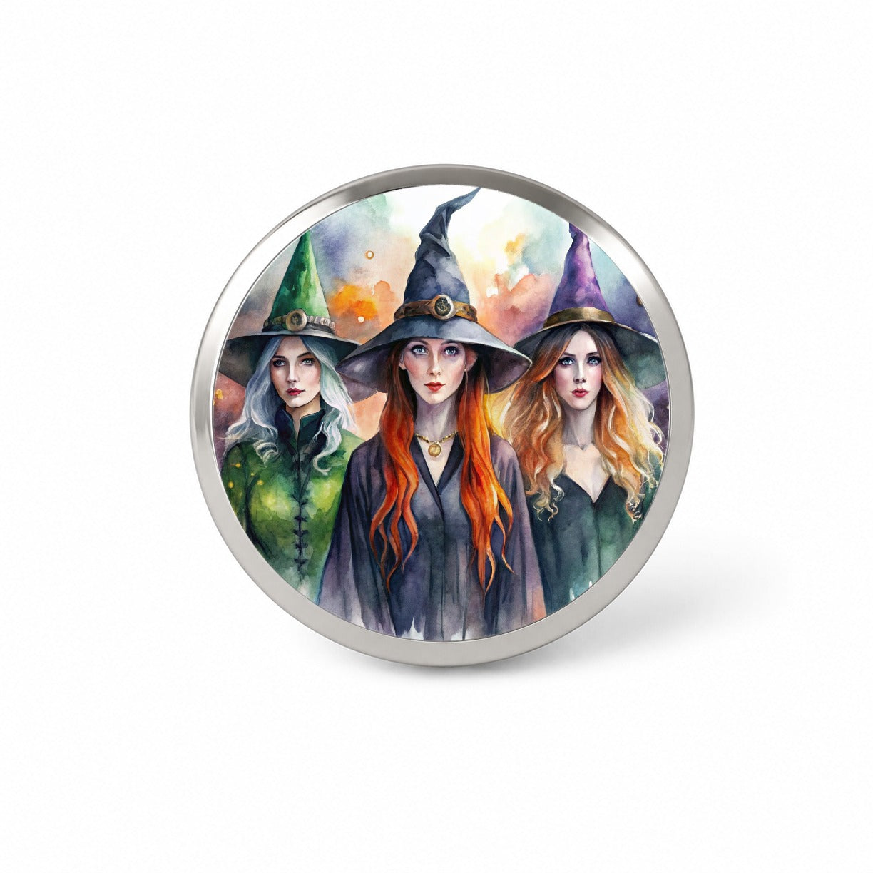 Coven Of Witches Watercolor Novelty Hat Backpack Lapel Pin