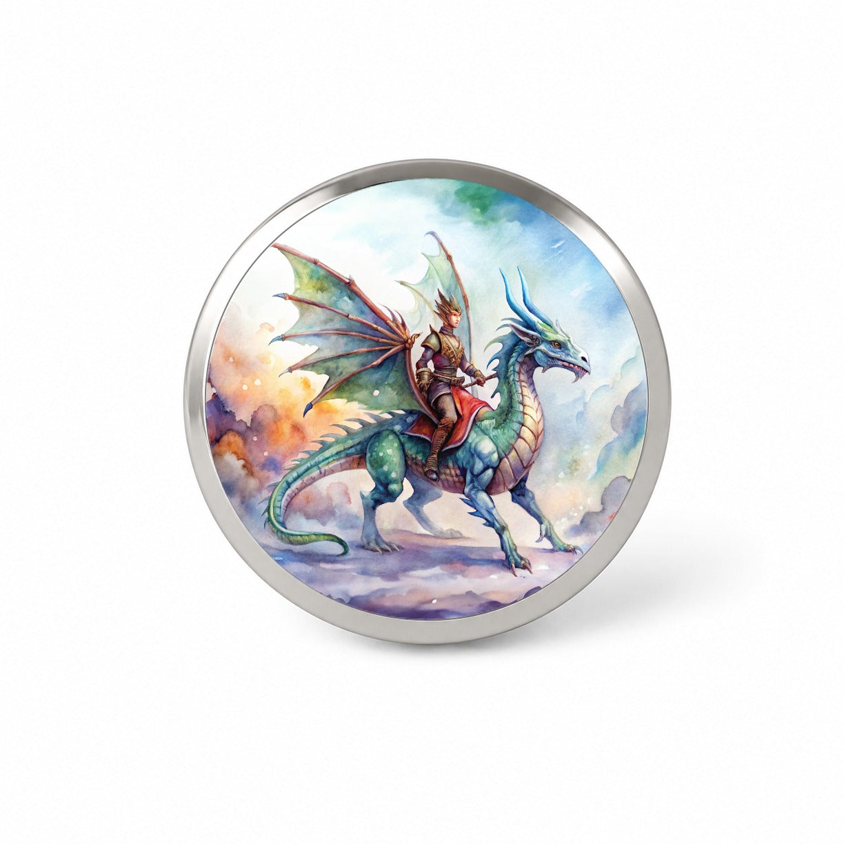 Dragon Rider Watercolor Novelty Hat Backpack Lapel Pin