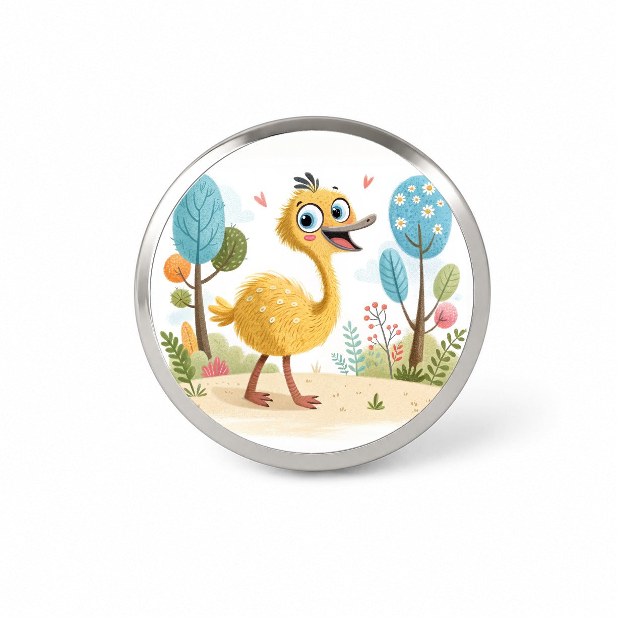 Emu Children's Illustration Style Novelty Hat Backpack Lapel Pin