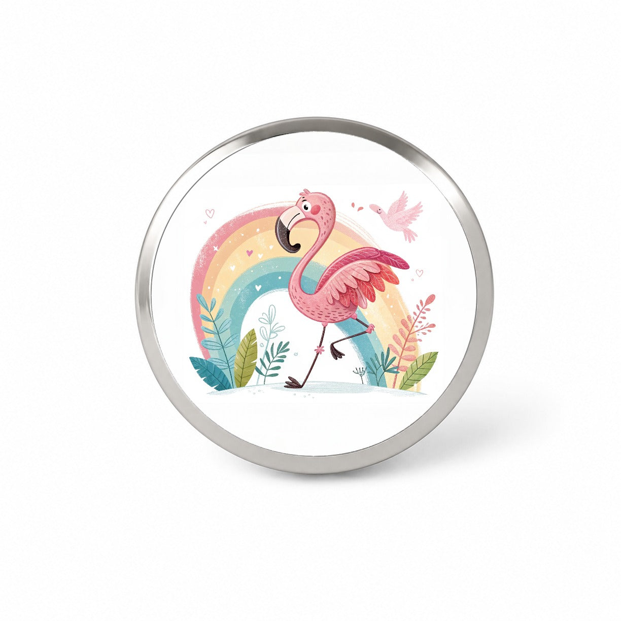 Flamingo and Rainbow Children's Illustration Style Novelty Hat Backpack Lapel Pin