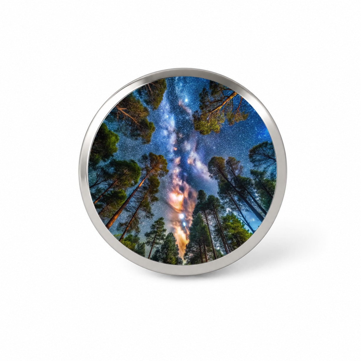 Forest Trees and Starry Night Sky Novelty Hat Backpack Lapel Pin
