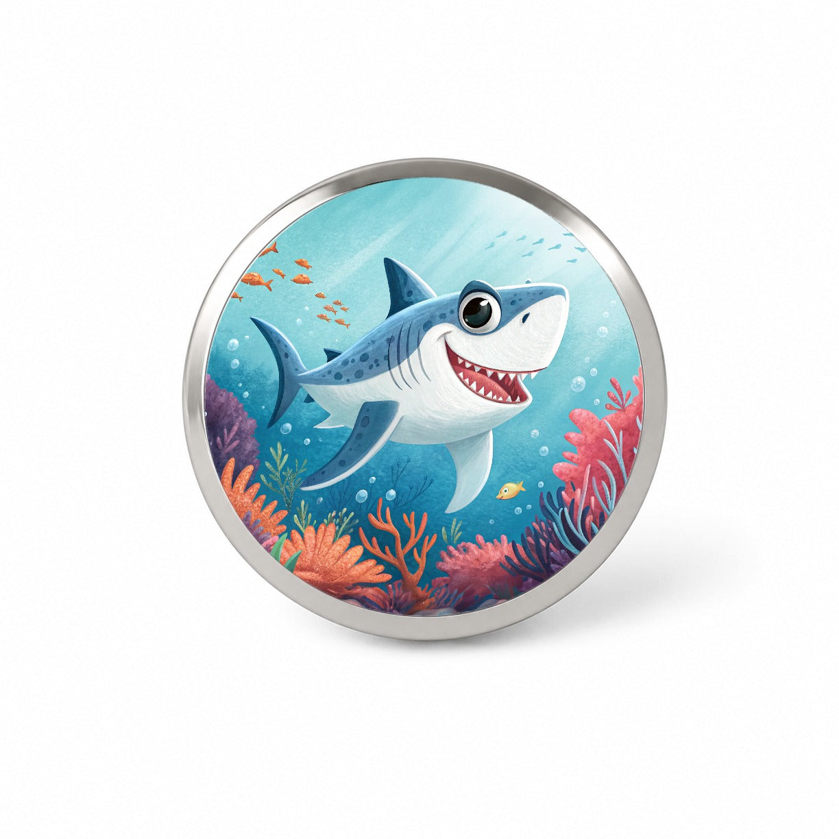 Great White Shark Children's Illustration Style Novelty Hat Backpack Lapel Pin