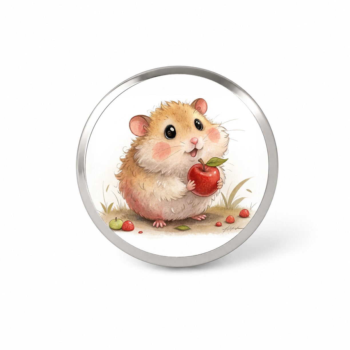 Hamster Children's Illustration Style Novelty Hat Backpack Lapel Pin