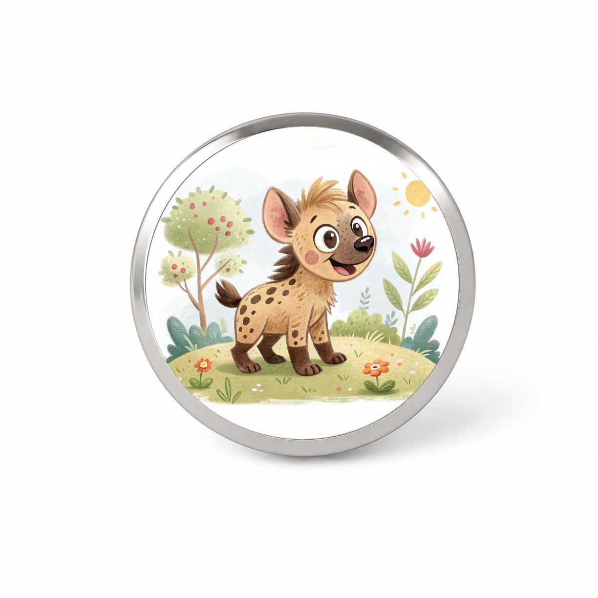 Hyena Children's Illustration Style Novelty Hat Backpack Lapel Pin