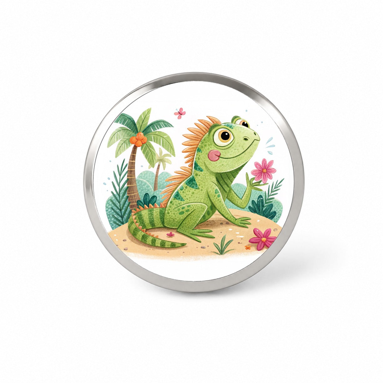 Iguana Lizard Children's Illustration Style Novelty Hat Backpack Lapel Pin