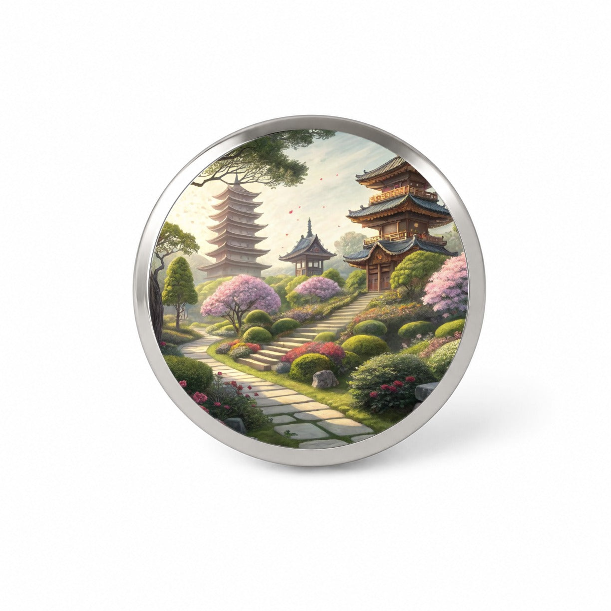 Japanese Garden With Pagodas Novelty Hat Backpack Lapel Pin