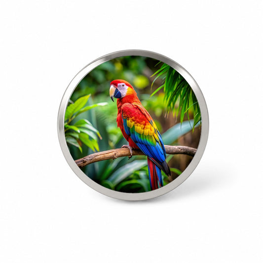 Macaw Parrot Bird On Branch Novelty Hat Backpack Lapel Pin
