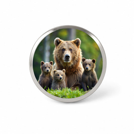 Mother Bear With Cubs Novelty Hat Backpack Lapel Pin