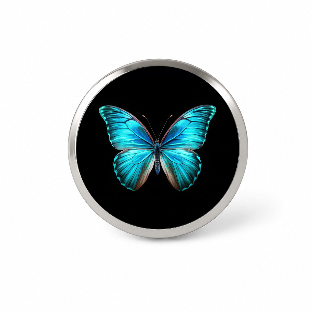 Neon Blue Teal Butterfly Novelty Hat Backpack Lapel Pin