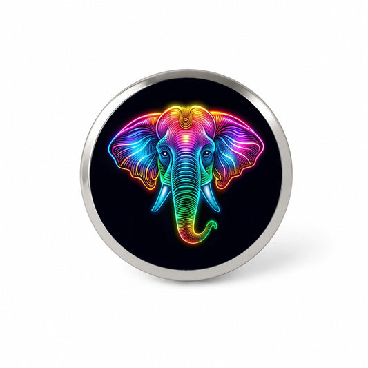 Neon Elephant Face Novelty Hat Backpack Lapel Pin