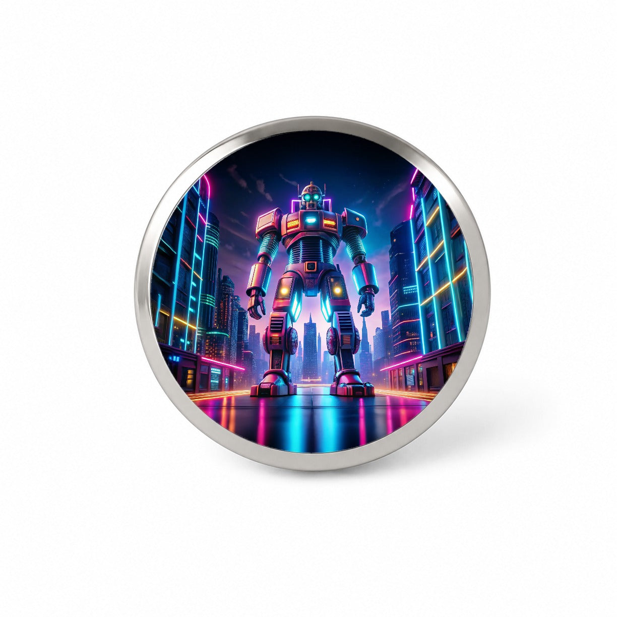 Neon Giant Sci-fi Robot Novelty Hat Backpack Lapel Pin