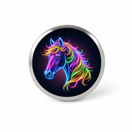 Neon Horse Head Novelty Hat Backpack Lapel Pin