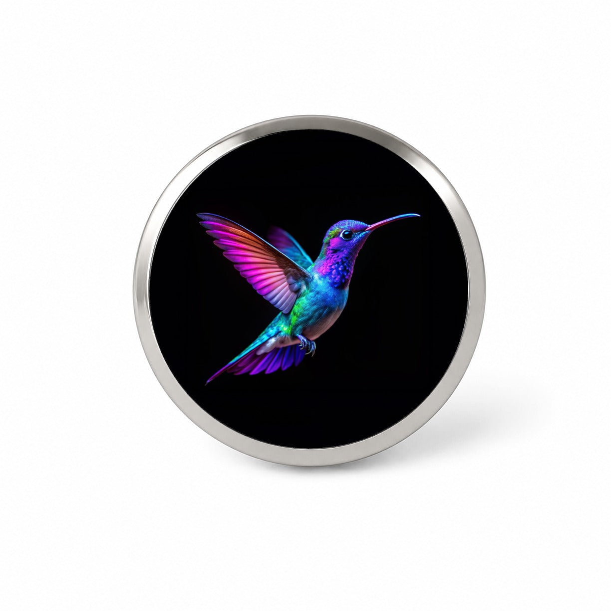 Neon Purple Blue Hummingbird Novelty Hat Backpack Lapel Pin