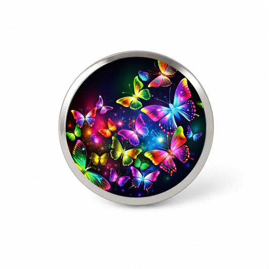 Neon Rainbow Butterflies Novelty Hat Backpack Lapel Pin