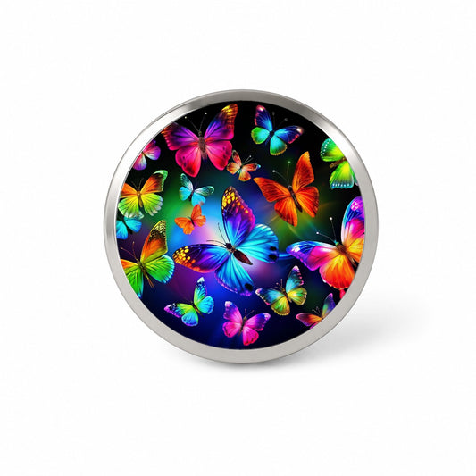 Neon Rainbow Colorful Butterflies Novelty Hat Backpack Lapel Pin