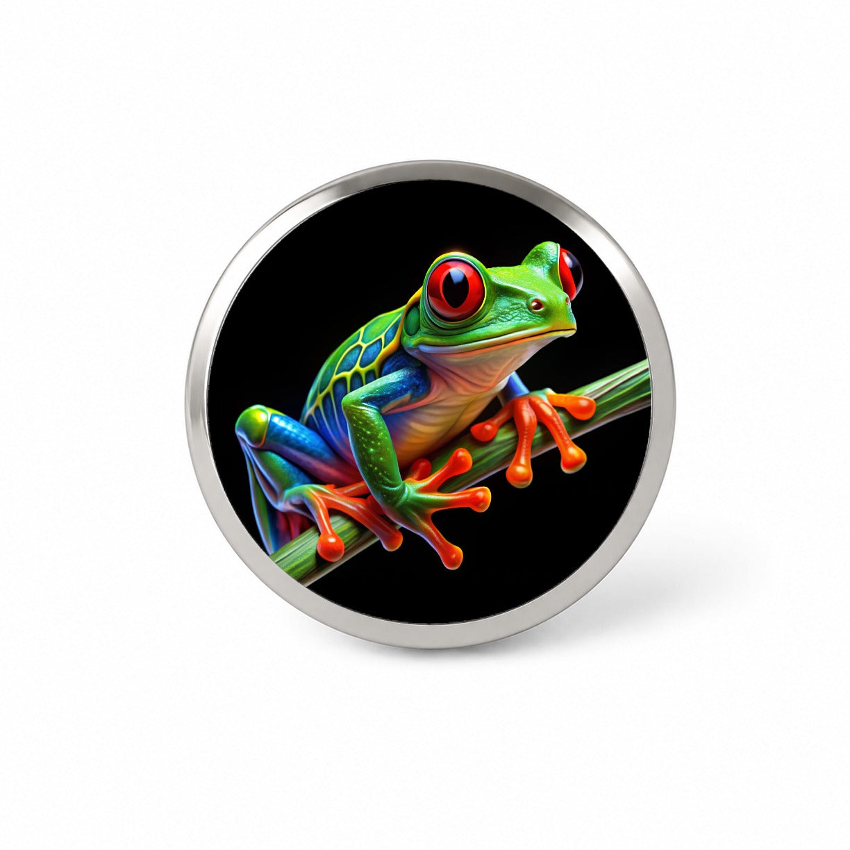 Neon Red-Eyed Tree Frog Novelty Hat Backpack Lapel Pin