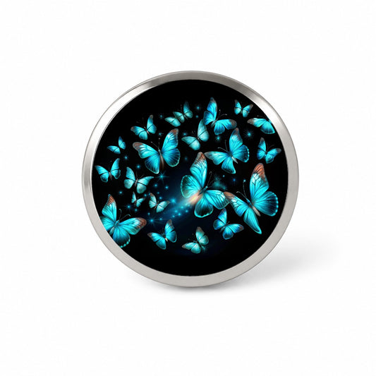 Neon Teal Blue Butterflies Novelty Hat Backpack Lapel Pin