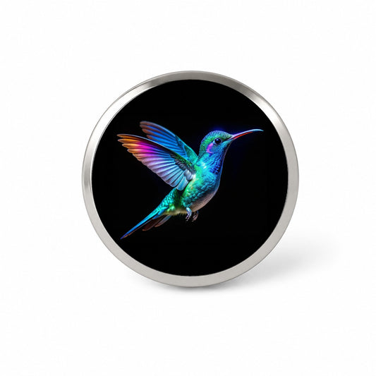 Neon Teal Blue Hummingbird Novelty Hat Backpack Lapel Pin