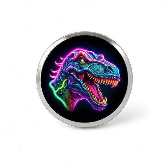 Neon T-Rex Dinosaur Head Novelty Hat Backpack Lapel Pin