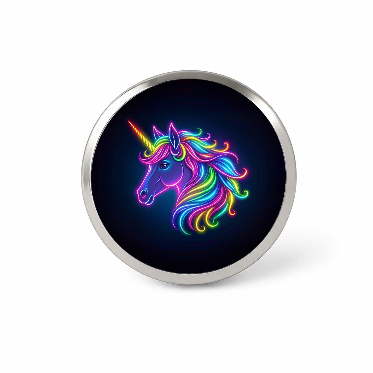 Neon Unicorn Head Fantasy Novelty Hat Backpack Lapel Pin