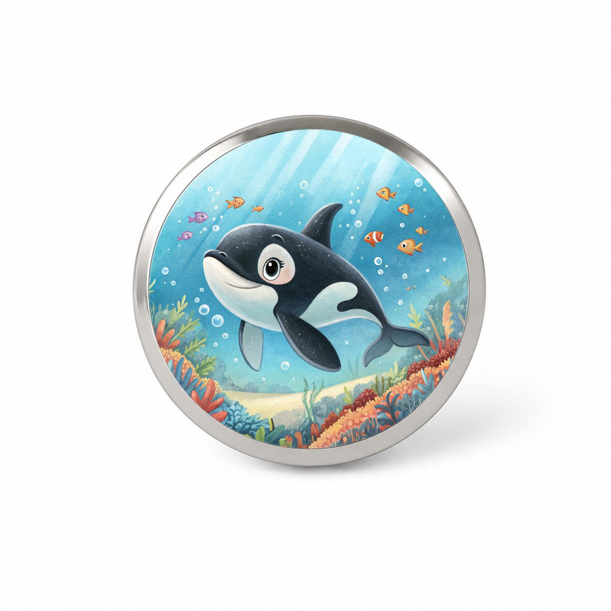 Orca Killer Whale Children's Illustration Style Novelty Hat Backpack Lapel Pin