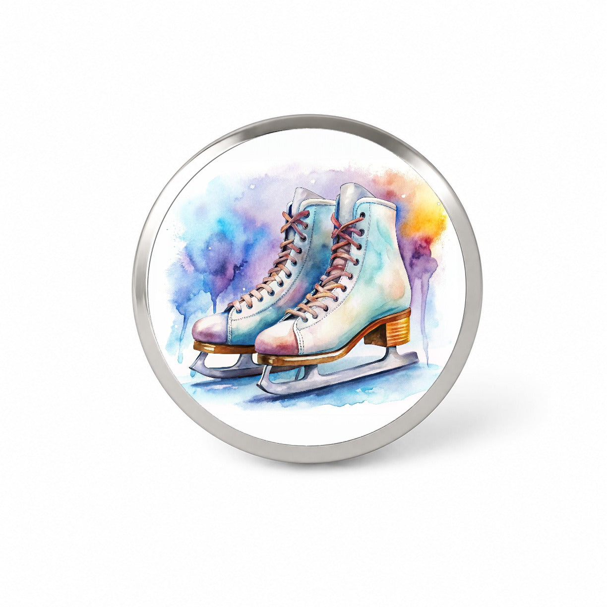 Pair Of Figure Skates Watercolor Novelty Hat Backpack Lapel Pin