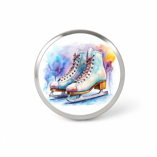 Pair Of Figure Skates Watercolor Novelty Hat Backpack Lapel Pin