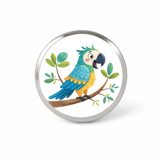 Parrot Children's Illustration Style Novelty Hat Backpack Lapel Pin