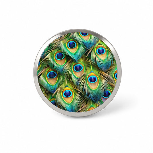 Peacock Feathers Pattern Novelty Hat Backpack Lapel Pin