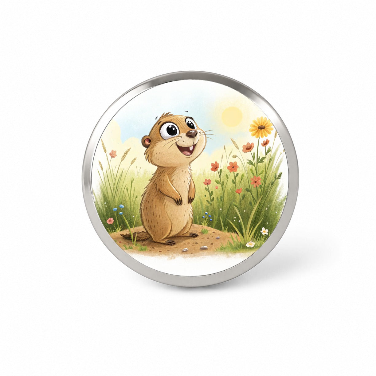 Prairie Dog Children's Illustration Style Novelty Hat Backpack Lapel Pin