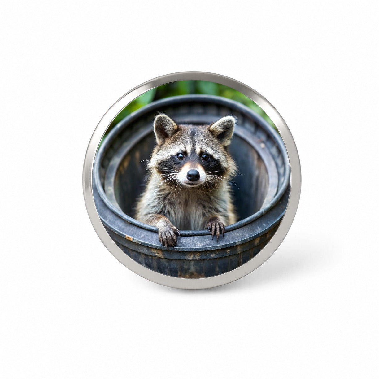 Raccoon In Barrel Trash Panda Novelty Hat Backpack Lapel Pin