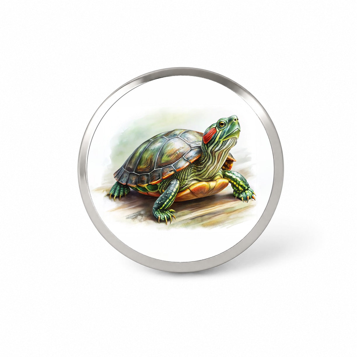 Red Eared Slider Turtle Watercolor Novelty Hat Backpack Lapel Pin