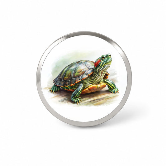 Red Eared Slider Turtle Watercolor Novelty Hat Backpack Lapel Pin