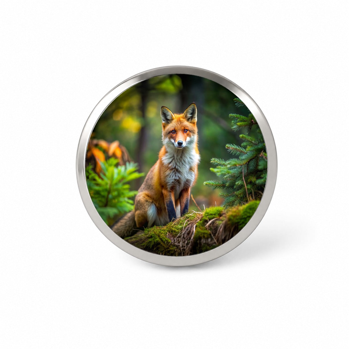 Red Fox In Forest Novelty Hat Backpack Lapel Pin